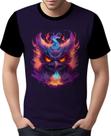 Camisa Camiseta Estampada Coruja Fogo Ilustração Moda 4 Camisa Camiseta Estampada Coruja Fogo Ilustração Moda 4