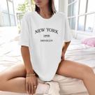 Camisa Camiseta Feminina Estampada New York 1898 Brooklyn 100% Algodão Fio 30.1 Penteado