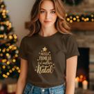 Camisa Camiseta Feminina Nossa Família É O Melhor Do Natal Festa Algodão Confortavel Estilosa Casual