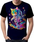 Camisa Camiseta Galaxias Gato Astronauta Fofo Marte Lua 2 Camisa Camiseta Galaxias Gato Astronauta Fofo Marte Lua 2