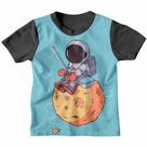 Camisa Camiseta Infantil Juvenil Menino Menina Astronauta Pescador Estampa 3D