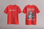 Camisa Camiseta Masculina Estilosa Moderna 100 Algodão Happiness Tendencia Elegante Confortavel