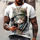 Camisa Camiseta Masculina Gato Fone Boné