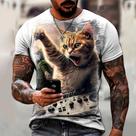 Camisa Camiseta Masculina Gato Fone Boné