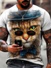 Camisa Camiseta Masculina Gato Fone Boné