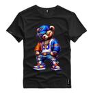Camisa Camiseta Masculina Personagem Urso Style Bone Azul Estampado Blusa Algodão Premium