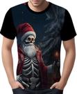 Camisa Camiseta Tshirt Natal Festa Papai Noel Caveira Dark 2