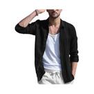 Camisa cardigã masculina retrô casual de manga comprida com lapela e peito único