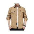 Camisa Cargo Masculina 100% Algodão De Manga Longa Com 2 Bolsos, Casual Para Atividades Ao Ar Livre, Camisa Cargo Masculina 100% Algodão De Manga Longa Com 2 Bolsos, Casual Para Atividades Ao Ar Livre,