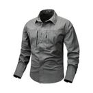 Camisa Cargo Masculina De Algodão De Manga Longa 5XL, Estilo Militar Casual Com Múltiplos Bolsos