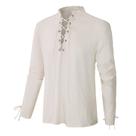 Camisa CARUHIF Renaissance Pirate Medieval Viking de linho masculina Camisa CARUHIF Renaissance Pirate Medieval Viking de linho masculina