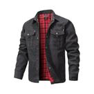 Camisa Casaco Masculina De Flanela Forrada Para Primavera, Casual Com Botões De Pressão, Estilo