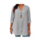 Camisa Casual De Manga Longa Com Decote Em V Para Mulheres plus Size, Moda Curva Para Escritório Camisa Casual De Manga Longa Com Decote Em V Para Mulheres plus Size, Moda Curva Para Escritório
