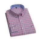 Camisa Casual De Negócios Masculina De Manga Longa Em Algodão Oxford Xadrez Confortável E Respirável