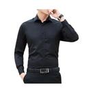 Camisa Casual De Negócios Para Homens plus Size, Slim Fit, De Cor Sólida, Manga Longa, Clássica E