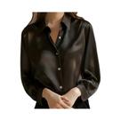 Camisa Casual Elegante De Seda plus Size Com Manga Longa Para Mulheres, Blusa Slim Fit De Luxo Para