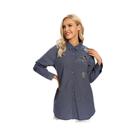 Camisa casual elegante tecida feminina para primavera e outono