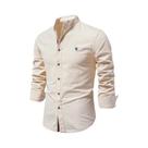 Camisa Casual Masculina De Algodão De Manga Longa Em Cor Sólida De Alta Qualidade Com Lapela