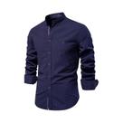 Camisa Casual Masculina De Algodão De Manga Longa Em Cor Sólida De Alta Qualidade Com Lapela