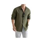 Camisa Casual Masculina plus Size Em Linho E Algodão, Manga Longa, Preta E Branca, Estilo Clássico E