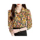 Camisa Casual Retro Com Estampa De Pintura a Óleo Para Mulheres, Blusa Simples Para O Dia a Dia