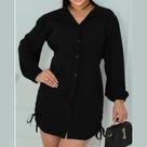 Camisa Chemise Manga Longa Feminina com Elastico na Cintura
