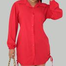 Camisa Chemise Manga Longa Feminina com Elastico na Cintura