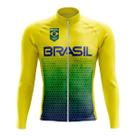 Camisa Ciclismo Brasil Manga Longa Zíper Full Fitness Dry Fit Decole - Camisa Ciclismo Brasil Manga Longa Zíper Full Fitness Dry Fit Decole -