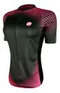 Camisa Ciclismo Feminina Barbedo 3 Bolsos Rosa Preto Zíper Inteiro MTB Speed