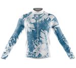 Camisa Ciclismo Lírio Azul Primavera Longa Full Ziper Bike Mtb -