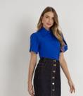 Camisa classica em tricoline azul laura rosa