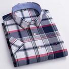 Camisa Clássica Masculina De Manga Curta Em Algodão Oxford 7XL 6XL, Estampa Xadrez E Listras, Slim Camisa Clássica Masculina De Manga Curta Em Algodão Oxford 7XL 6XL, Estampa Xadrez E Listras, Slim