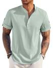 Camisa COOFANDY Casual Henley, manga curta, gola, linho Camisa COOFANDY Casual Henley, manga curta, gola, linho
