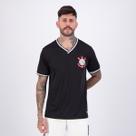 Camisa Corinthians Fitness Escudo Preta e Branca