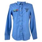 Camisa Country Bordada Feminina Competição Original Texas Farm Azul Ref: CAP007
