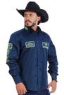 Camisa Country Masculina Marinho PLUS SIZE Bordada - Rodeo Farm