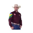 Camisa Country Masculina Radade Bordada Barretos Bordo