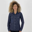 Camisa Cris Jeans Manga Longa Jeans Feminina