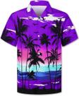 Camisa Cromoncent Boys Hawaiian de manga curta Aloha Purple 11-12Y