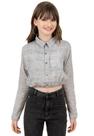 Camisa Cropped Cinza Longa Infantil Collie