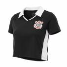 Camisa Cropped Corinthians Dry Preta Feminina