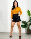 Camisa Cropped em Viscolinho com Lastex nas Mangas - Boutique Carioca