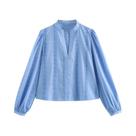 Camisa Cropped Feminina Branca Com Manga Bufante, Detalhes Em Renda, Bordada E Elegante