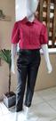 Camisa cropped M/C botões e calça poliéster e poliuretano
