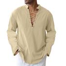 Camisa CTU masculina de algodão, linho, folgada, cáqui medieval, 3GG