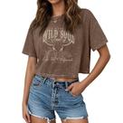 Camisa curta Deyaidy Western Cowgirl Faith Over Fear Coffee Camisa curta Deyaidy Western Cowgirl Faith Over Fear Coffee