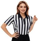 Camisa de árbitro ChinFun feminina em preto e branco tamanho M