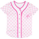 Camisa de beisebol Barbie Girls Mesh Manga Curta Rosa Tamanho 5