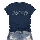 Camisa de beisebol MHTOR para mulheres, blusa de manga curta, azul escuro