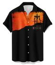 Camisa de boliche Deer Lady dos anos 50 com estampa retrô havaiana para homens